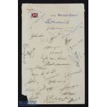 1951/52 Springbok Rugby Tourists' Signatures (29): The squad and officials incl Dr Danie Craven,