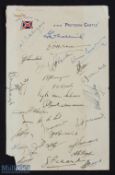1951/52 Springbok Rugby Tourists' Signatures (29): The squad and officials incl Dr Danie Craven,