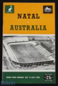 1969 Natal v Australia Rugby Programme: Neat, compact & crowded Durban issue with colour cover, 12th