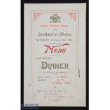 Rare 1904 Wales v Scotland Rugby Dinner Menu: Lovely, largely clean, highly decorative issue from