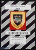 1990 Barbarians Rugby Football Club Centenary Dinner Menu/Brochure: Very decorative and