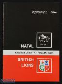 1980 British & Irish Lions Rugby Programme: Natal v the Lions, A5, the tourists won the match 21-