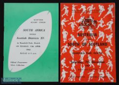 Tourists to Scotland Rugby Programmes (2): Australia v South of Scotland 1957 and South Africa v