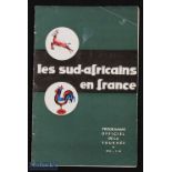 1961 Rugby Programme Cote Basque-Bearn v S Africa: Rarest programme of the Springboks tour of