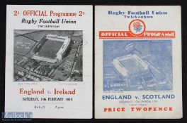 Scarce 1931/1934 England Home Rugby Programmes (2): England v Ireland 1931 (5-6) and v Scotland (6-