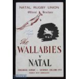 Rare 1953 Natal v Wallabies Rugby Programme: A sought-after issue from the Australian visit to South