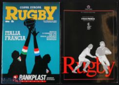 Very rare 1987/89 Italy v France Rugby Programmes (2): Pair of hard-to-find pre-Six Nations