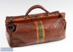 Terrifically rare 1921 Springbok Rugby Player's Kitbag: Gladstone-style in brown leather with