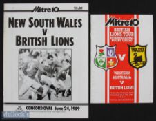 1989 British & Irish Lions Rugby Programmes (2): To include programmes from the Western Australia