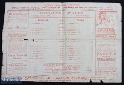 Rare 1925 England v Wales Rugby Programme: The issue, standard but with red print as a rare