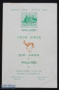 1963 Scarce S Africa v Australia Rugby Programme: The issue from the Newlands 2nd test, 10th August,