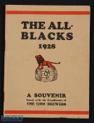 1928 All Blacks Rugby Large Souvenir Booklet: Lion Breweries, 44pp plus covers. Articles, All