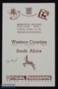 1951-2 Western Counties v South Africa Rugby Programme: Neat clean example, clearly signed by Piet