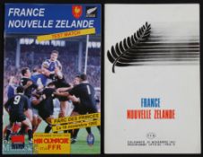 1967/1995 France v NZ Rugby Programmes (2): First at Colombes, second at Parc des Princes, nice