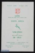 1962 Scarce British & Irish Lions v South Africa Rugby Programme: The third test of the tour, from