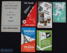 1958/60 French/NZ Rugby Tours to South Africa Booklets (6): 4pp, Mobil. France drew the first test