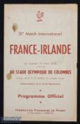 Scarce 1958 France v Ireland Rugby Programme: The wonder of these 'French flimsies' is that any