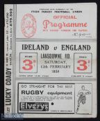 Scarce 1938 Ireland v England Rugby Programme: From the game at Landsdowne Road, Dublin: fold and