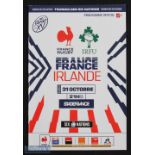 Scarce 2020 France v Ireland Rugby Programme: Played in Paris, 31st October 2020 as rescheduled