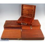 A collection of 5 wooden boxes for Fishing Accessories consisting of - Abu Sweden rig box 12" x 10.