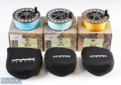 3x Lamson Litespeed 4 Hard Alox Spare Spools comes with maker's neoprene pouches and card boxes, all