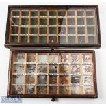 2 Vintage Glass Display Cases with slide out drawers, 1x 15" x 6" approx. with 28 sections of