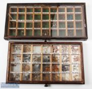 2 Vintage Glass Display Cases with slide out drawers, 1x 15" x 6" approx. with 28 sections of