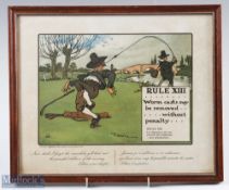 Chas Crombie Rule XIII Fishing Print 'Worm casts may be removed without penalty', in colour,