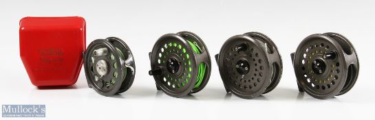 3x Intrepid Rimfly King-size Fly Reels 3.5" spool, all run smooth, no bag; 4x Intrepid Super Fly