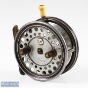 Hardy Bros The Silex Major 4" alloy casting reel with brass ribbed foot, half moon regulator dial,
