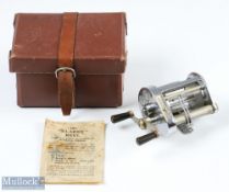 Hardy Alnwick The Elarex Multiplier Reel, ribbed foot, runs very well, in original rexine case and