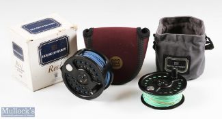 Good Hardy 4" The Sovereign 9/10/11 Salmon fly reel c/w spare spool and lines in black finish,