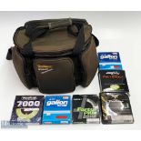 Tracker Canvas Fishing Bag, with 4 external zipped pouches, to include 6 packets of fly lines 4 of