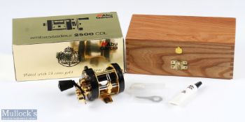 ABU Ambassadeur 2500C De Luxe reel in black and plated with 24 carat gold finish limited edition
