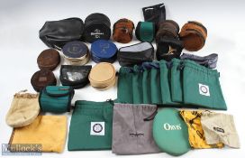 Assorted fly reel cases and bags features 2x Hardy zip padded cases, Orvis, Liddesdale, Lamson,