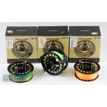Vision Koma #7/8 fly reel and 2x spare spools in black semi machined aluminium reel, perforated