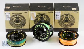 Vision Koma #7/8 fly reel and 2x spare spools in black semi machined aluminium reel, perforated