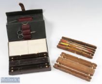 Anglers Float Winder Compendium leather case with leather buckle strap and float winder with 2 other