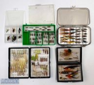 5 Fly Boxes comprising - 1x Fox Box with over 50 bone fish flies; 1x Choice Double Fly Box with over