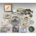 A Collection of Fishing Ceramics and Collectables, to include plates by Wade cup and saucer by Royal