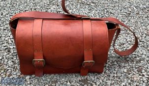 Large Leather Fisherman's Carry All Shoulder Bag with internal pockets, leather with brass buckles