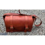 Large Leather Fisherman's Carry All Shoulder Bag with internal pockets, leather with brass buckles