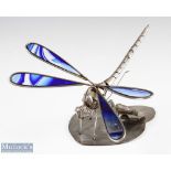 Metal & Glass Sculptured Dragonfly, signed Sab 2004 #30cm x 20cm