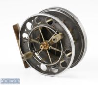 Allcock Aerial 4" Centrepin Reel with double vent drum front with large and small holes to rim, twin
