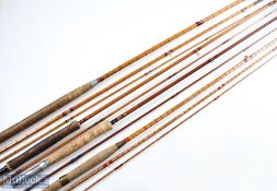 Fosters Ashbourne split cane Salmon Fly Rod, 12ft 6", 3pc, 24" handle with alloy reel fittings and
