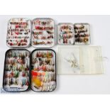 Wheatley slim alloy Fly Box - 6" x 4" approx. with foam lid and base with over 90 wet flies, large