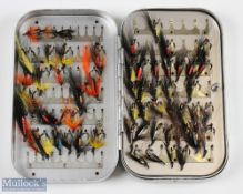 Wheatley Slim Alloy Swing Leaf Fly Tin 6" x 3.5" x 1" with 280 clips, with over 100 sea trout and