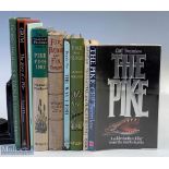 9x Pike Fishing Books to include - Grim, the Story of a Pike - Sven Fleuron No 19 of an edition of