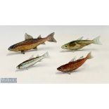 4x Studio Glass Fish well-made examples by unknown maker but clearly new their fish the largest is