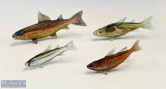 4x Studio Glass Fish well-made examples by unknown maker but clearly new their fish the largest is